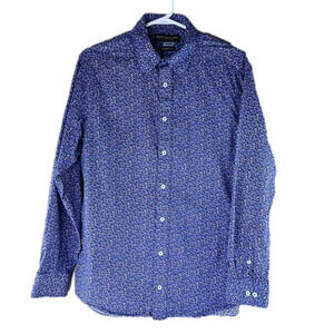 Nick Graham  blue floral modern fit button down shirt